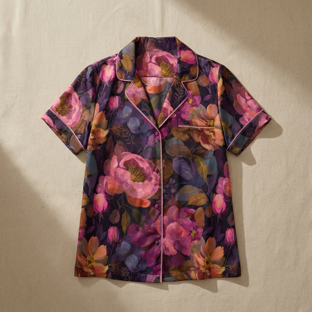 Short Sleeve Pajama Shirt | Midnight Florals
