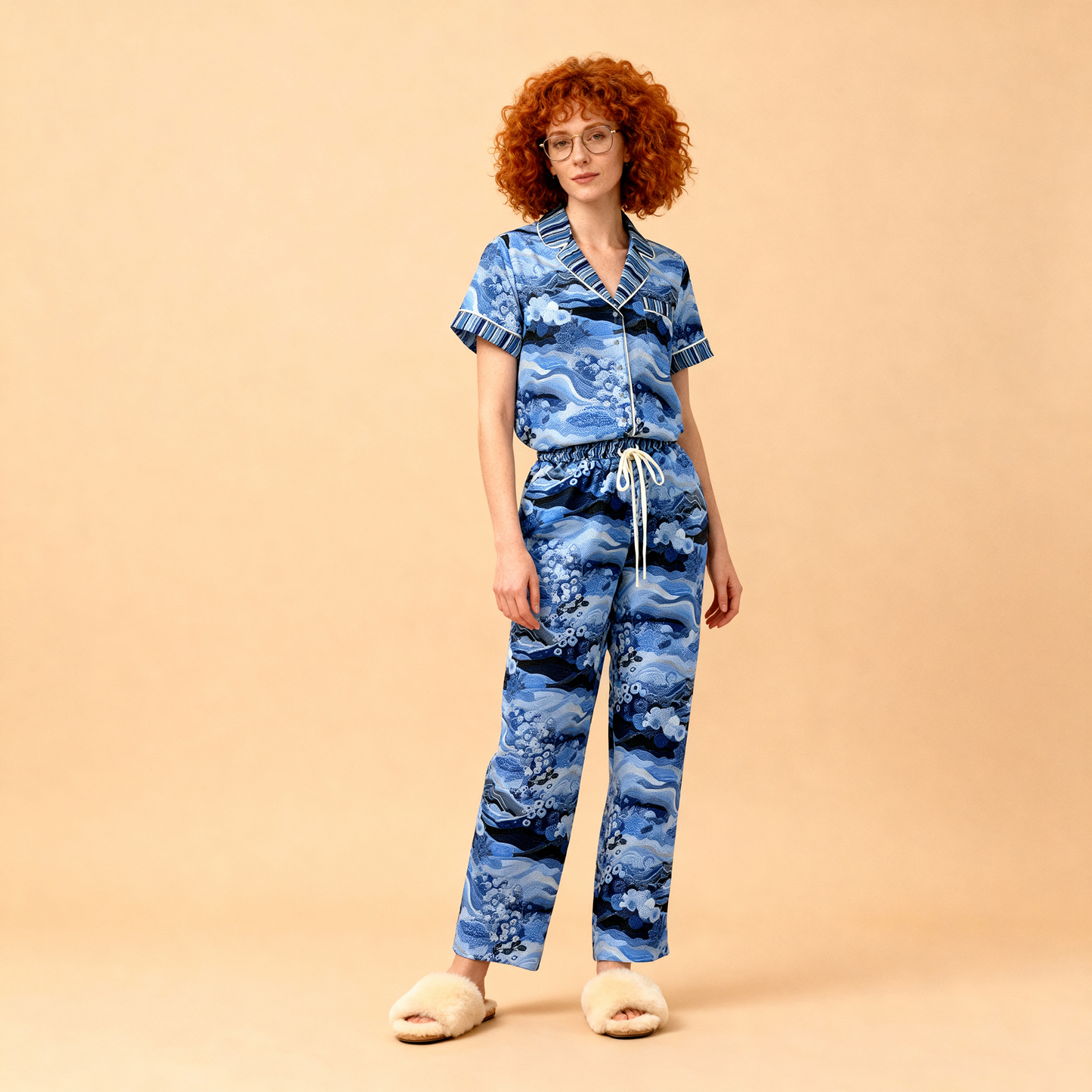 Dawn Silk Pajama Top in Blue Whisper