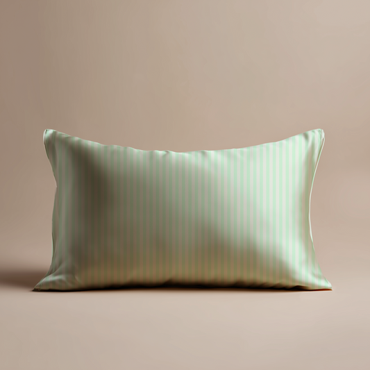 Hotel Stripe Silk Pillowcase in Mint