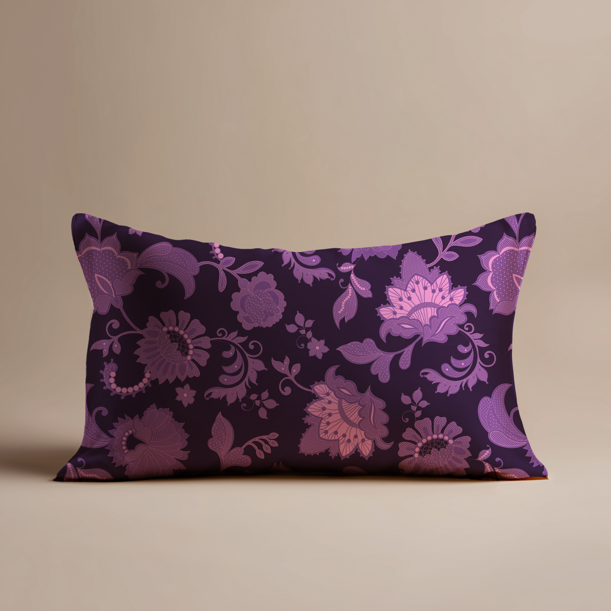 Legacy Lace Silk Pillowcase in Plum