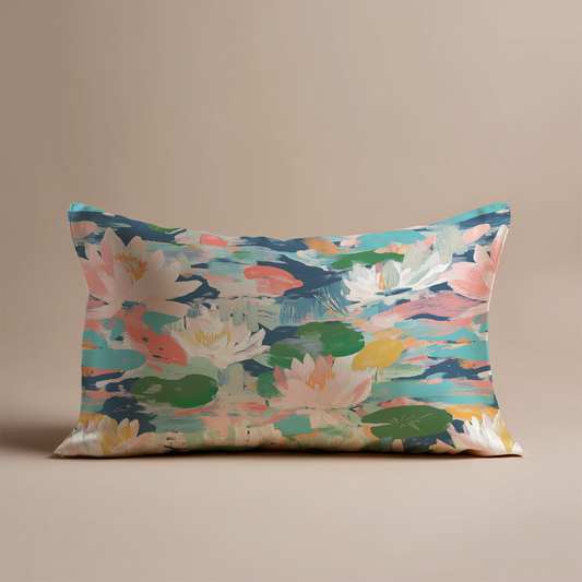 Waterlily Silk Pillowcase in Monet