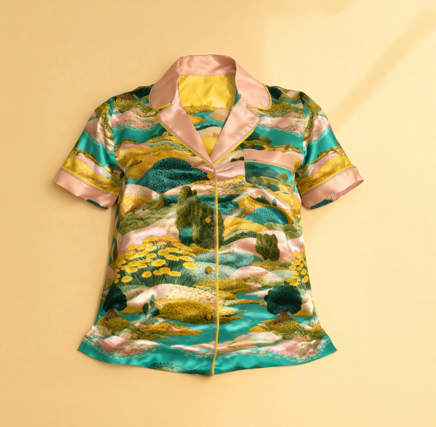 Meadow Silk Pajama Top in Early Spring 