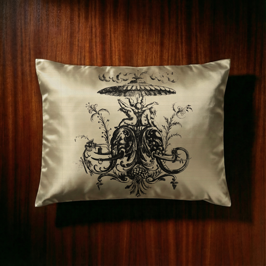 Cartouche Silk Pillowcase in Madness