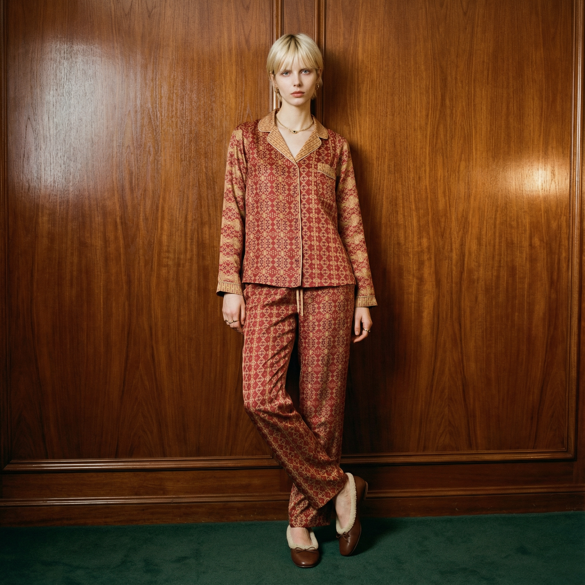 Palazzo Rosso Silk Pajama Pants in Revival