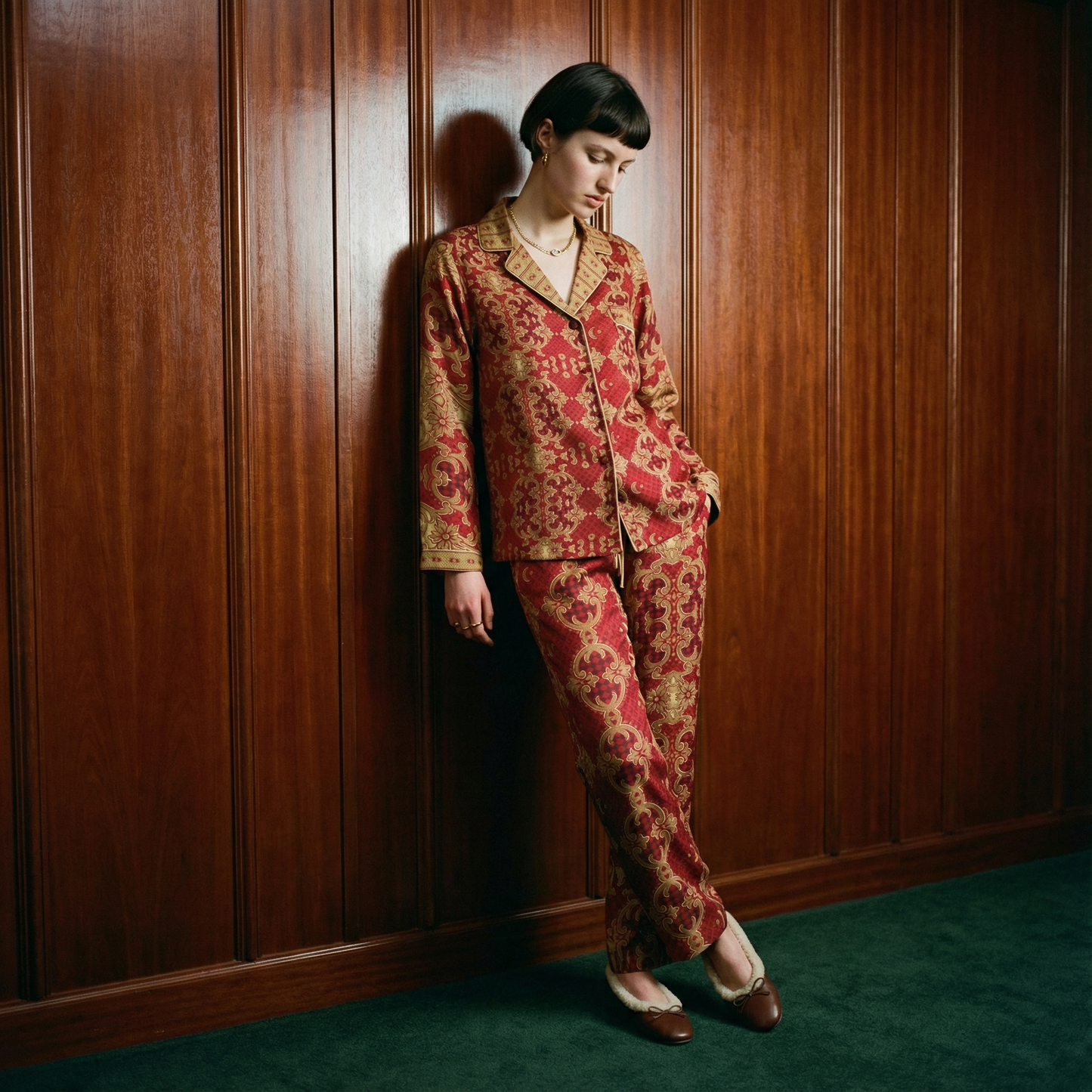 Palazzo Rosso Silk Pajama Shirt in Treasury