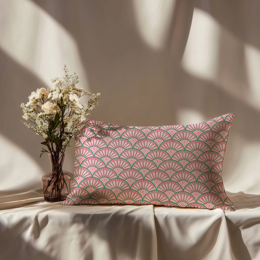 Art Deco Silk Pillowcase in Bubble Pink
