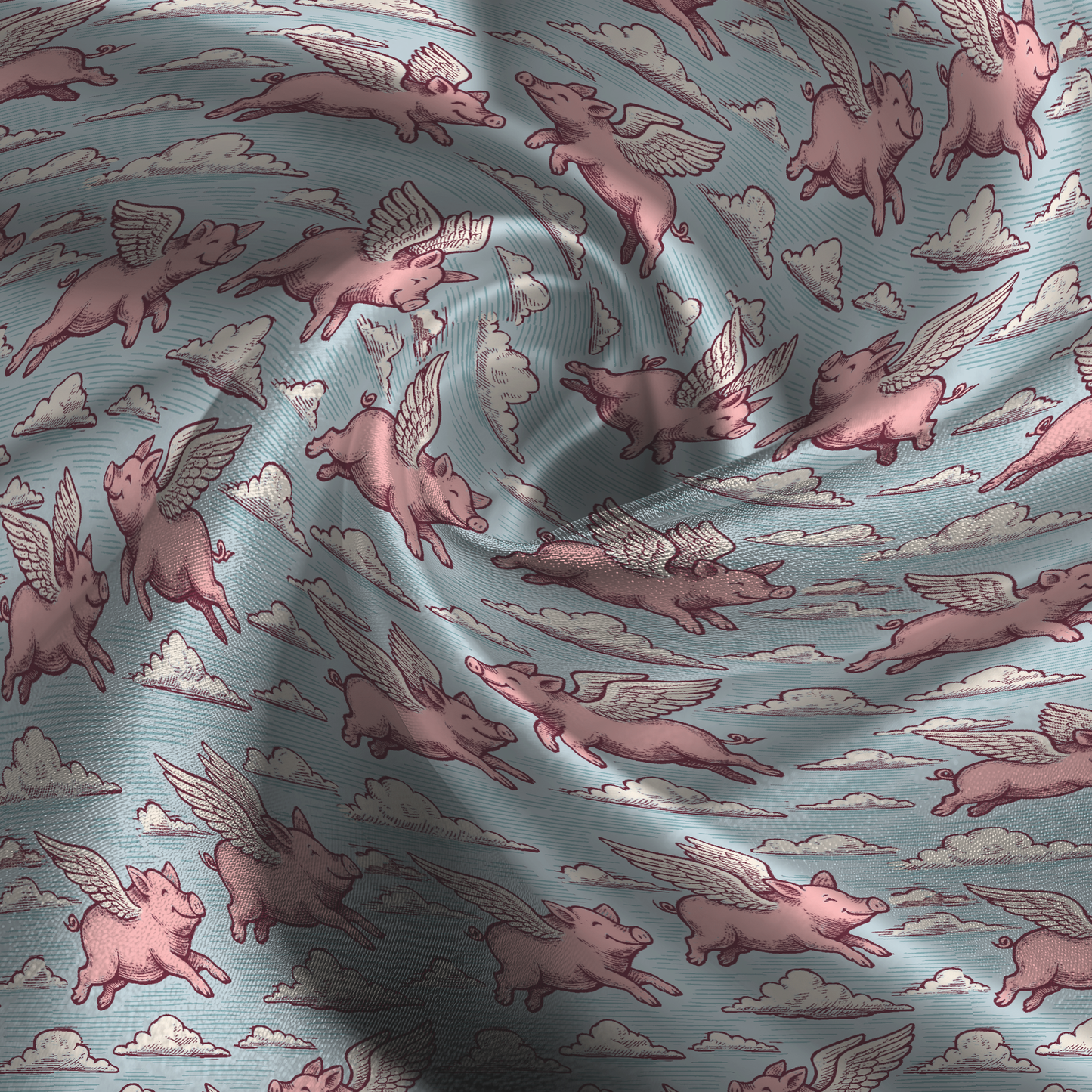 Pigs Fly Silk Pillowcase in Lullaby