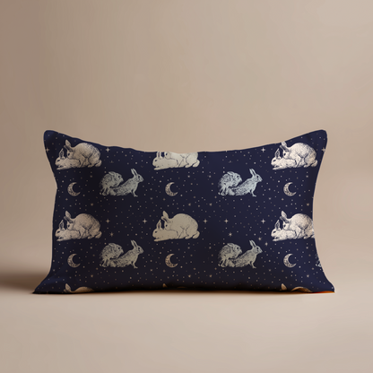 Like Rabbits Silk Pillowcase in Midnight