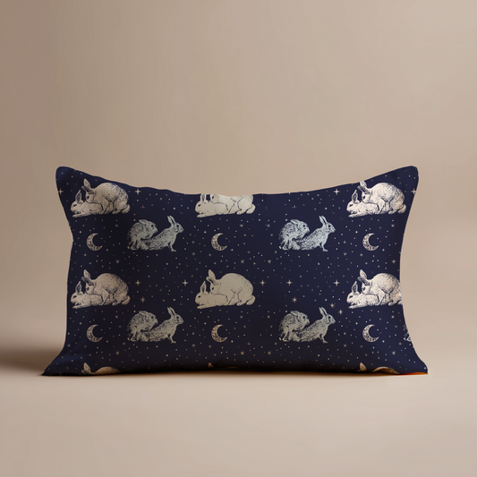 Like Rabbits Silk Pillowcase in Midnight
