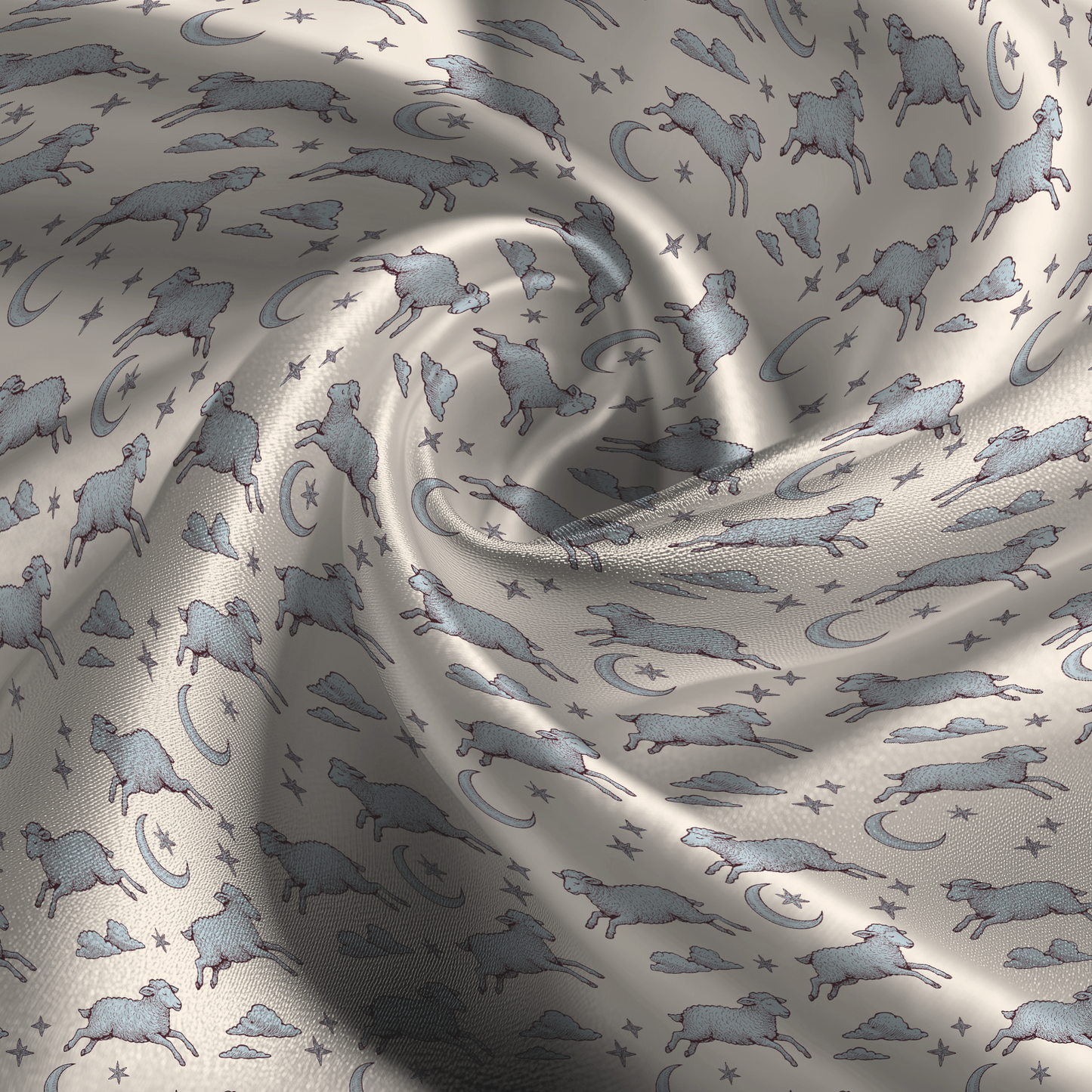 Counting Sheep Silk Pillowcase in Moonbeam