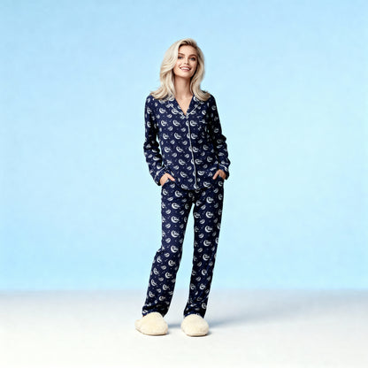 Over the Moon Flannel Pajama Top in Midnight