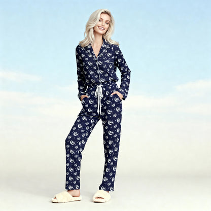 Over the Moon Flannel Pajama Top in Midnight