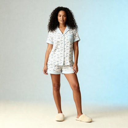 Counting Sheep Flannel Pajama Shorts in Moonbeam Houndstooth