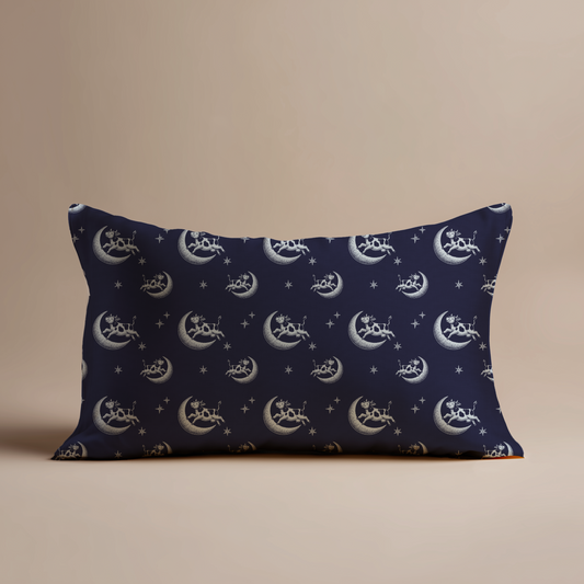 Over the Moon Silk Pillowcase in Midnight