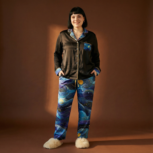 The Journey Silk Pajama Pants in Starry Night
