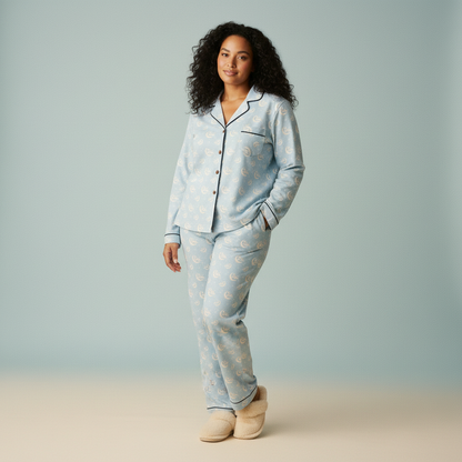 Over the Moon Flannel Pajama Top in Moonstone